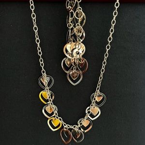 Sterling Silver heart Necklace, Bracelet, Earring set